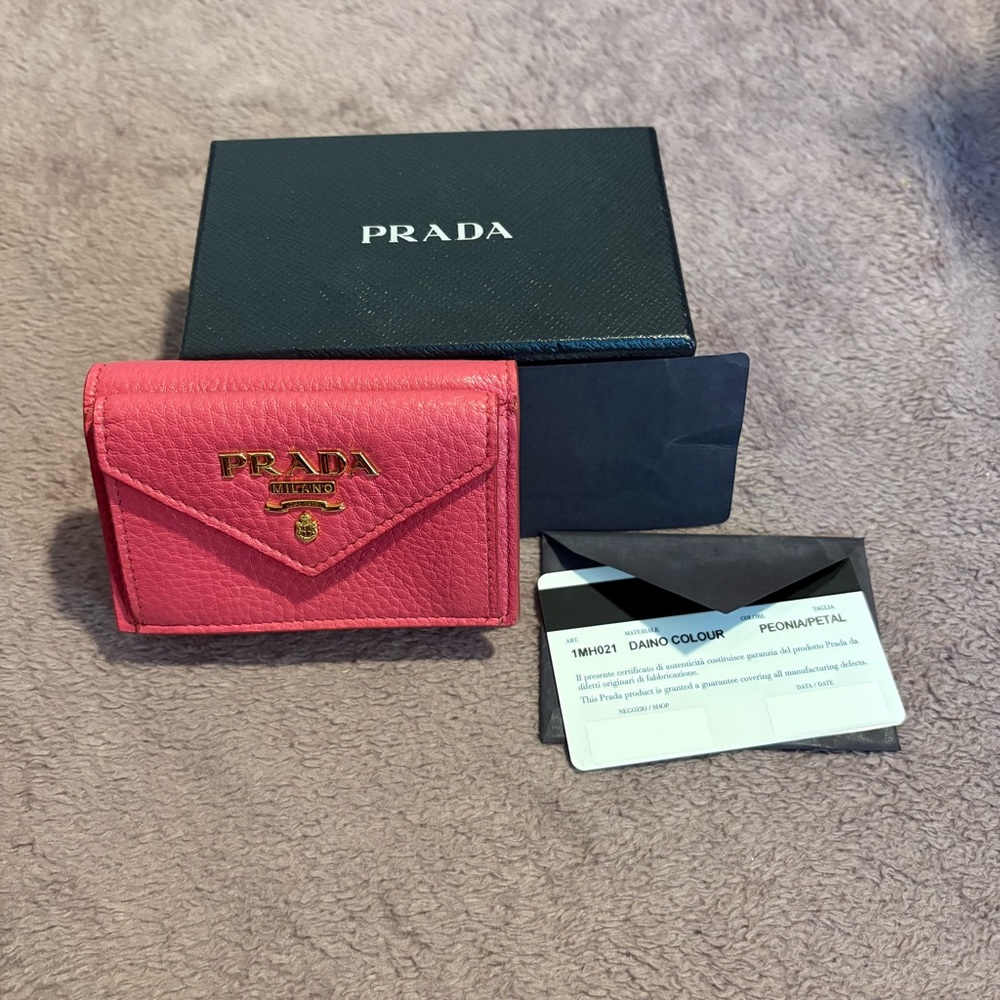 Prada Coral Leather Card Holder
